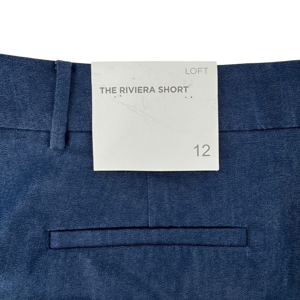Loft The Riviera Short Women 12 Dark Indigo Blue Stretch Cotton Blend Preppy NWT - Picture 5 of 8
